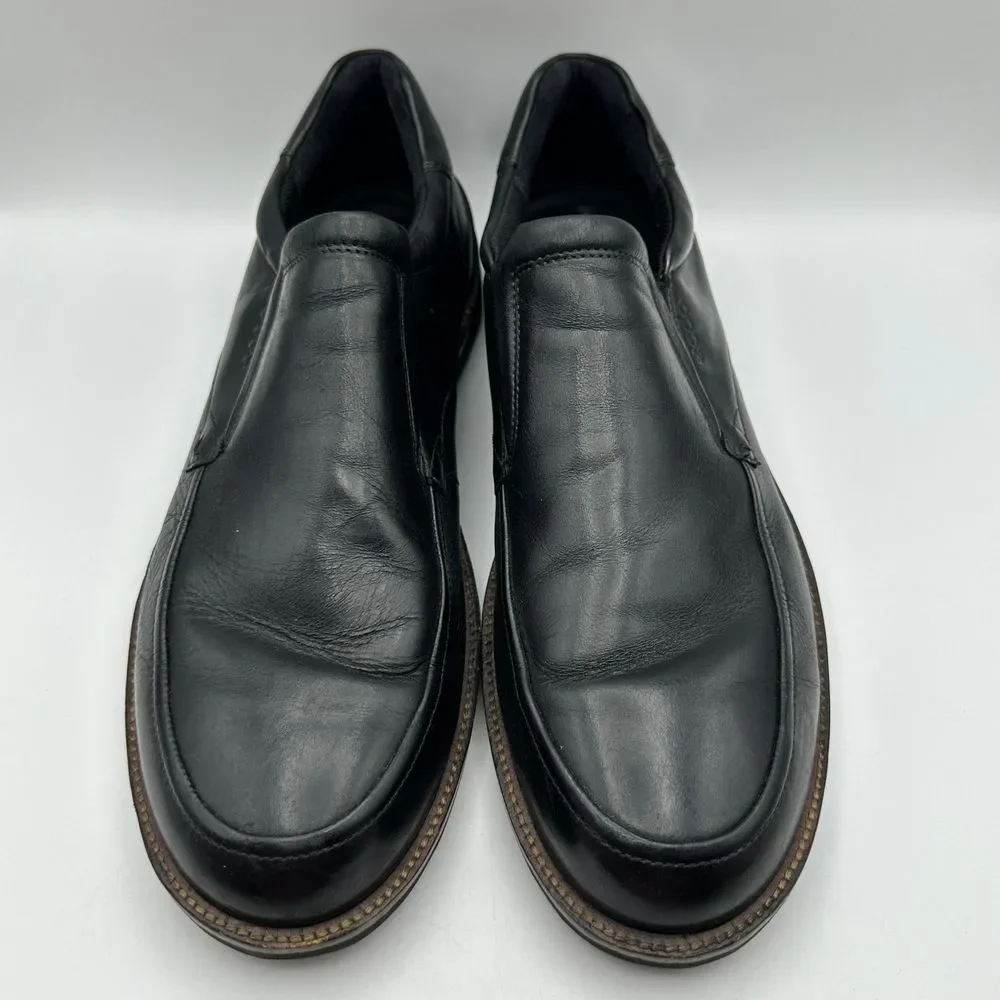 ECCO Black Leather Slip-On Loafers Comfort Dress Casual Shoes Size 47 US 13/13.5